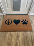 Peace Love And Pawprints Doormat