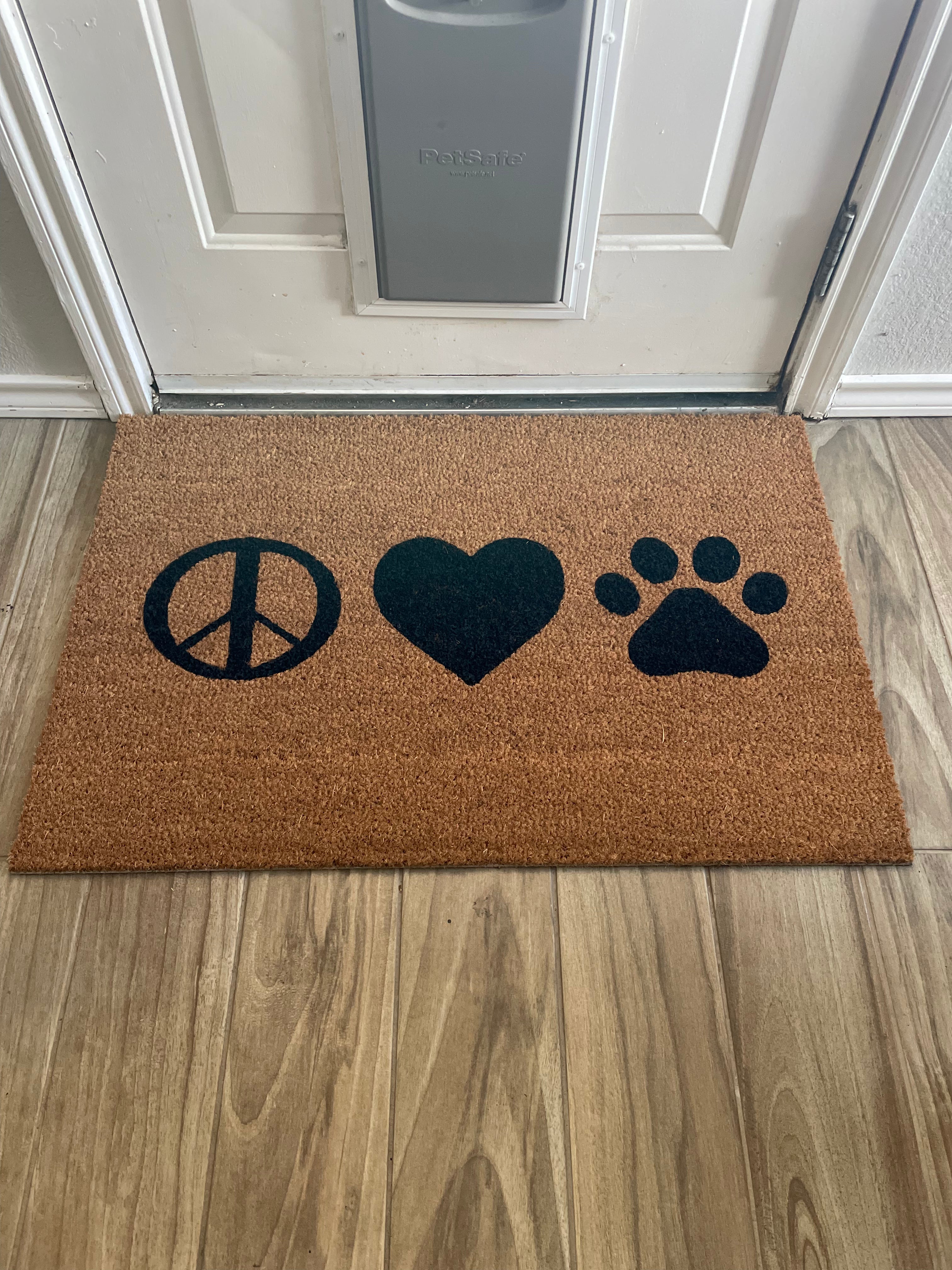 Peace Love And Pawprints Doormat