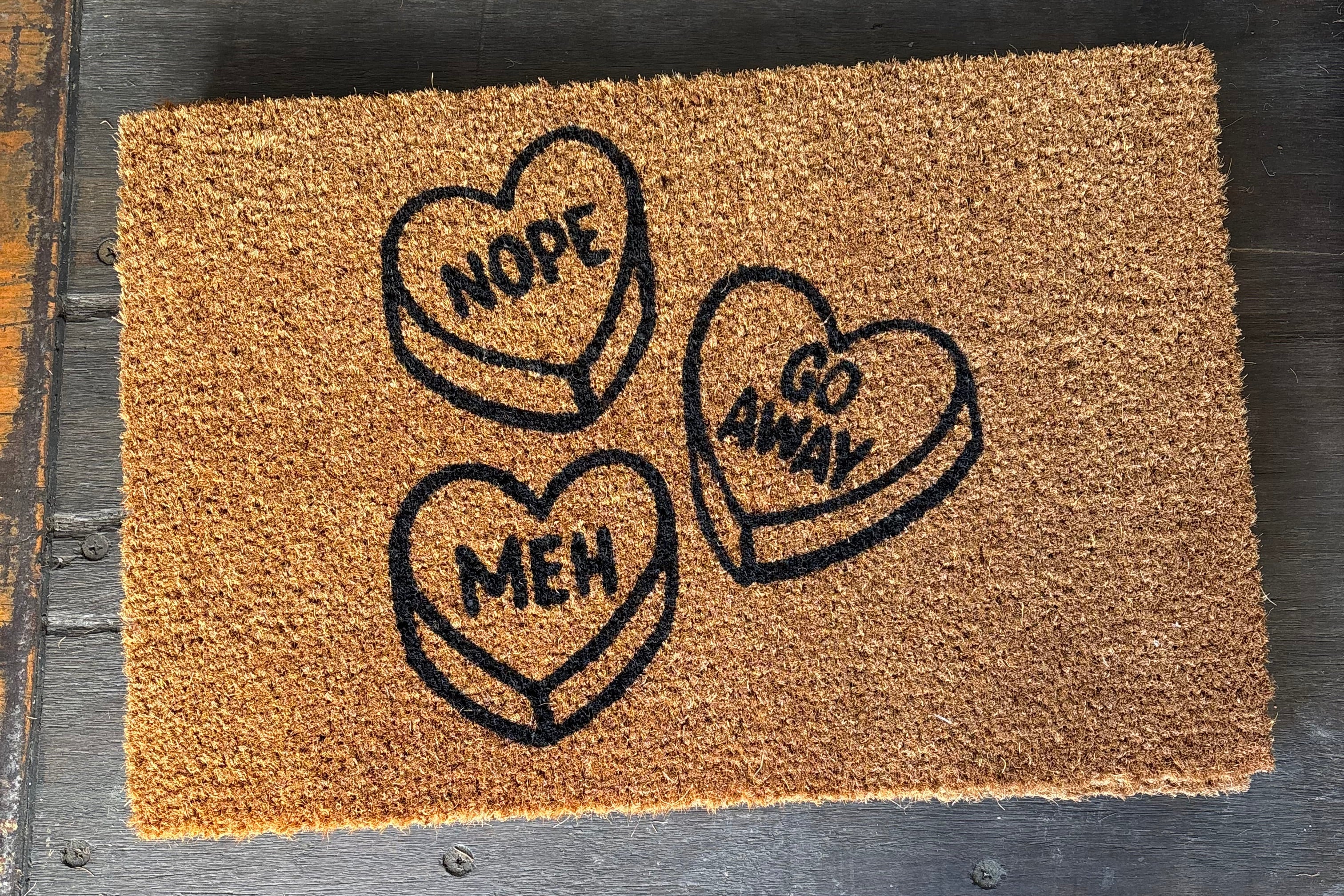 Anti Valentines Day Conversation Hearts Doormat