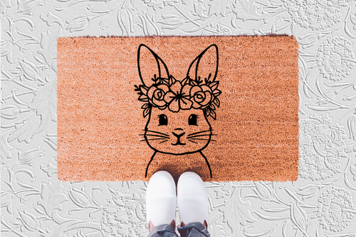 The Doormat District doormat Bunny Wearing A Floral Crown 