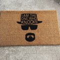 The Doormat District doormat "I Am The One Who Knocks" with image of Walter White's face
