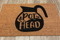 The Doormat District doormat with words "Pot Head" in Coffee Pot  