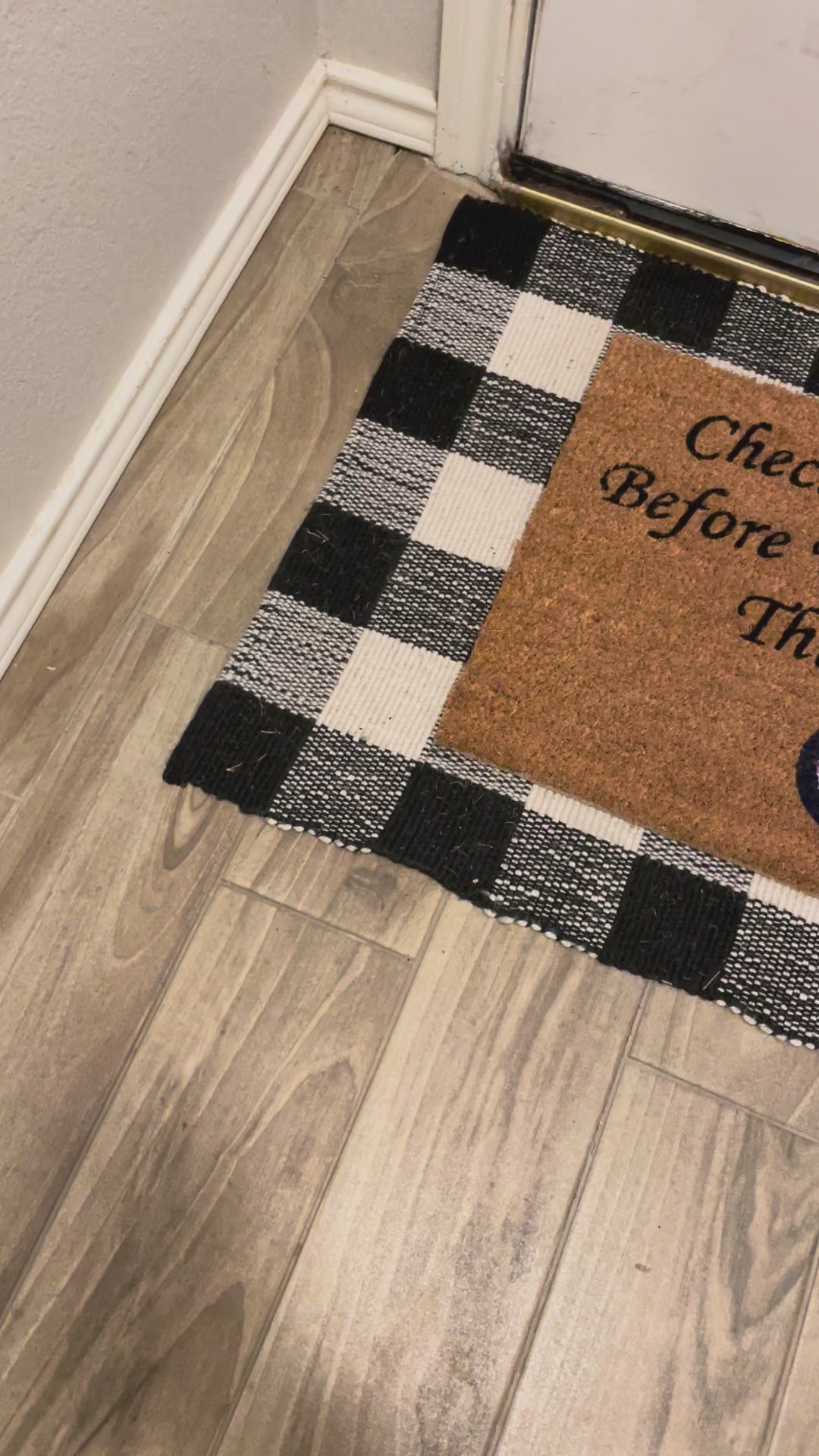 The Doormat District doormat with "Check Your Energy Before You Come Into This House" Blue Evil Eye